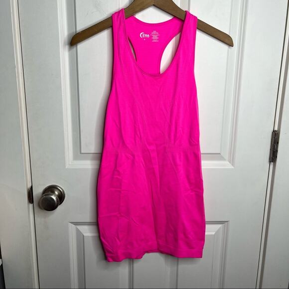 ZYIA Active Bright Pink Seamless Racerback Tank Top Size Small - Picture 2 of 6